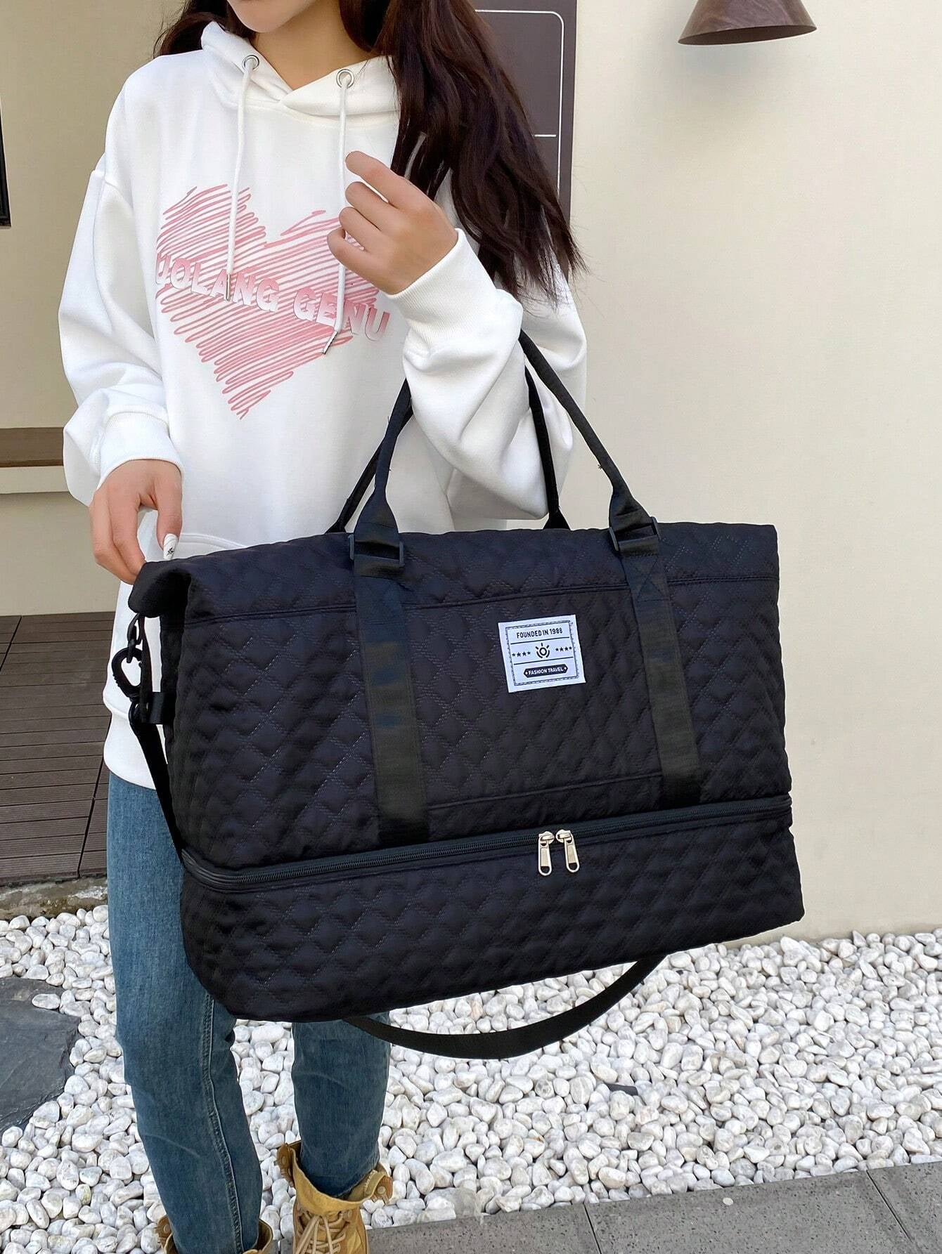 2PCS Large Capacity Travel Duffel Bag, Wet and Dry Separation Fitness Bag, Weekend Overnight Shoulder Bag, Hospital Necessary Mommy Bag, Travel Bag, Holiday Bag, Weekend Bag, Overnight Bag, with a Pull Bar Bag, with Shoe Storage, Boarding Bag, Cosmetics Storage Bag for Suitcase Gym Bag Duffle Bag for Luggage Carry on Bag College Bag Luggage Bags Weekender Bag Hospital Bag Winter Bag for School School Accessories School Stuff