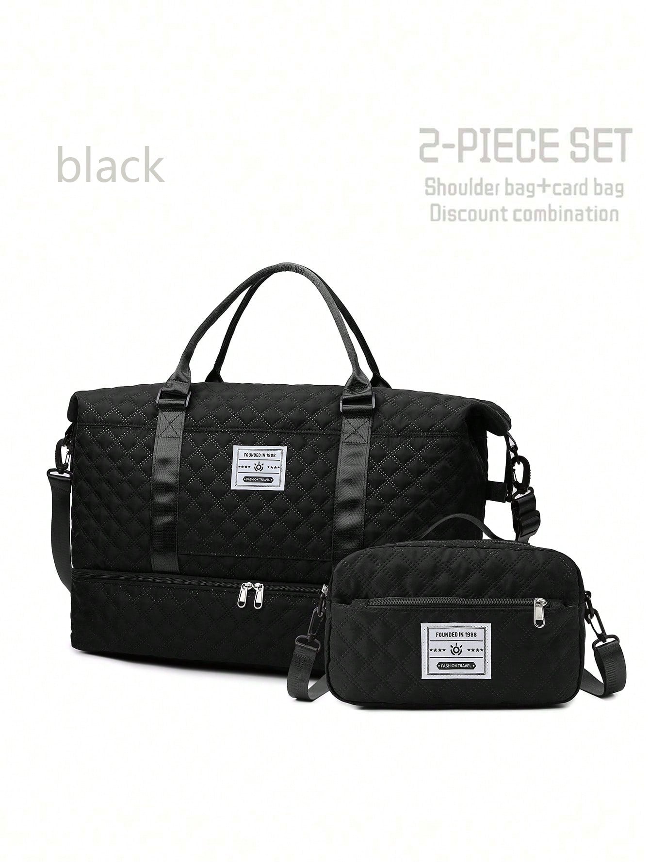 2PCS Large Capacity Travel Duffel Bag, Wet and Dry Separation Fitness Bag, Weekend Overnight Shoulder Bag, Hospital Necessary Mommy Bag, Travel Bag, Holiday Bag, Weekend Bag, Overnight Bag, with a Pull Bar Bag, with Shoe Storage, Boarding Bag, Cosmetics Storage Bag for Suitcase Gym Bag Duffle Bag for Luggage Carry on Bag College Bag Luggage Bags Weekender Bag Hospital Bag Winter Bag for School School Accessories School Stuff