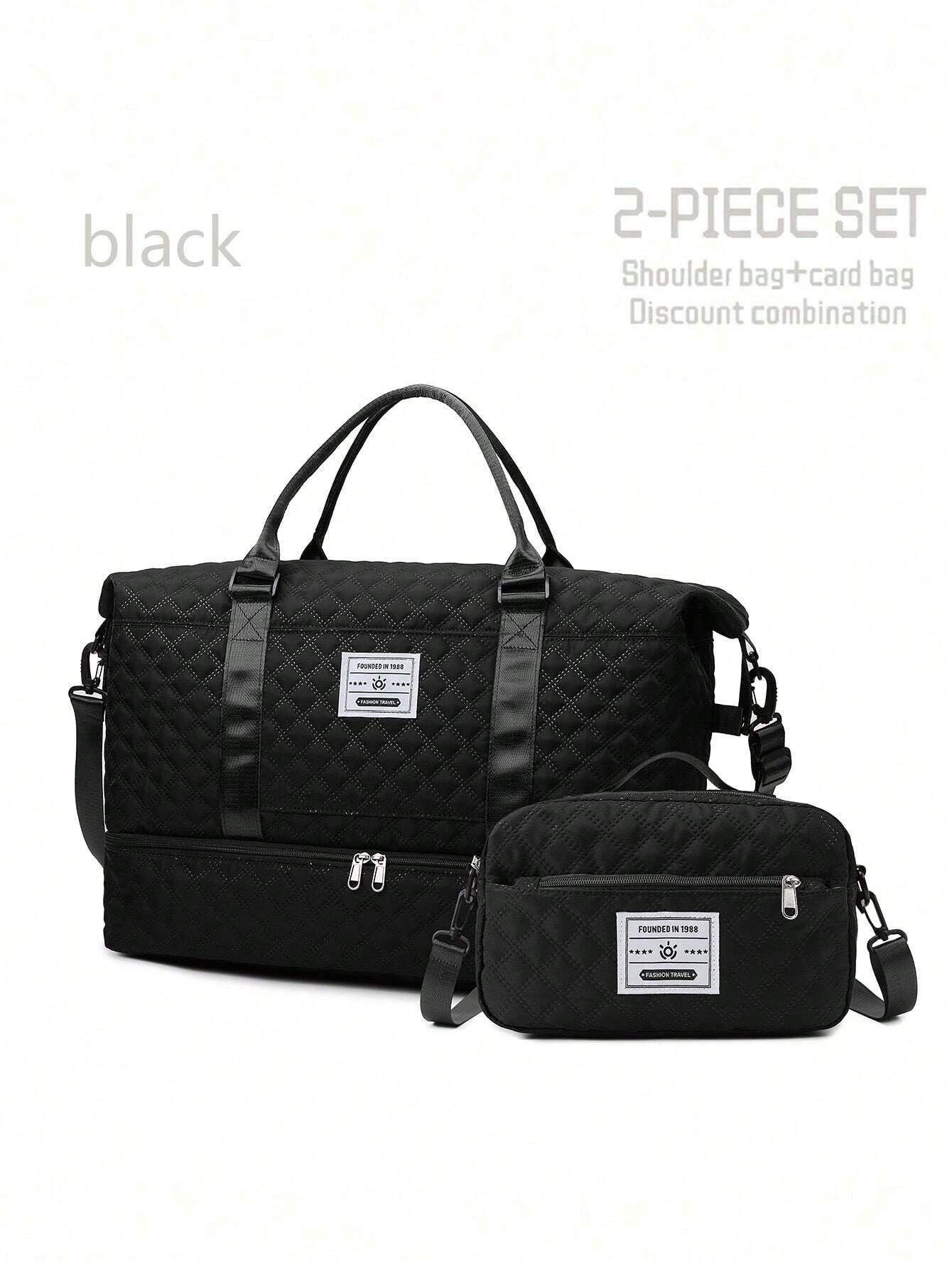 2PCS Large Capacity Travel Duffel Bag, Wet and Dry Separation Fitness Bag, Weekend Overnight Shoulder Bag, Hospital Necessary Mommy Bag, Travel Bag, Holiday Bag, Weekend Bag, Overnight Bag, with a Pull Bar Bag, with Shoe Storage, Boarding Bag, Cosmetics Storage Bag for Suitcase Gym Bag Duffle Bag for Luggage Carry on Bag College Bag Luggage Bags Weekender Bag Hospital Bag Winter Bag for School School Accessories School Stuff