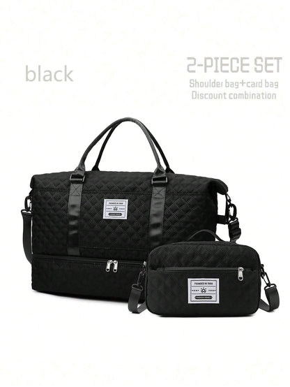 2PCS Large Capacity Travel Duffel Bag, Wet and Dry Separation Fitness Bag, Weekend Overnight Shoulder Bag, Hospital Necessary Mommy Bag, Travel Bag, Holiday Bag, Weekend Bag, Overnight Bag, with a Pull Bar Bag, with Shoe Storage, Boarding Bag, Cosmetics Storage Bag for Suitcase Gym Bag Duffle Bag for Luggage Carry on Bag College Bag Luggage Bags Weekender Bag Hospital Bag Winter Bag for School School Accessories School Stuff