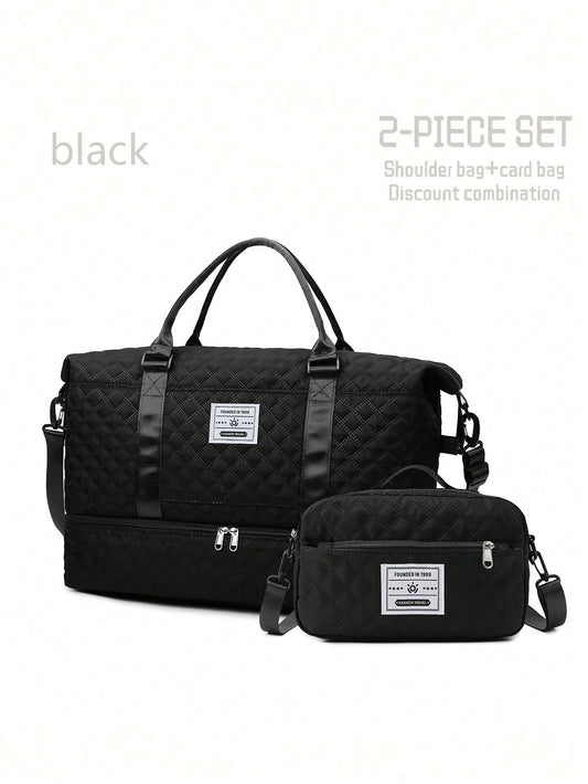 2PCS Large Capacity Travel Duffel Bag, Wet and Dry Separation Fitness Bag, Weekend Overnight Shoulder Bag, Hospital Necessary Mommy Bag, Travel Bag, Holiday Bag, Weekend Bag, Overnight Bag, with a Pull Bar Bag, with Shoe Storage, Boarding Bag, Cosmetics Storage Bag for Suitcase Gym Bag Duffle Bag for Luggage Carry on Bag College Bag Luggage Bags Weekender Bag Hospital Bag Winter Bag for School School Accessories School Stuff